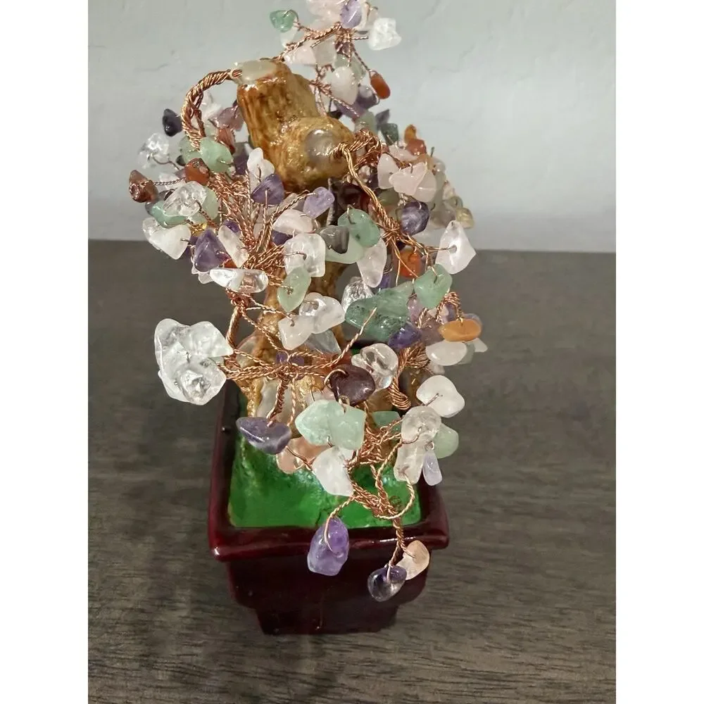 Handcrafted‎ Feng Shui Gemstone Bonsai Tree Money Tree Wealth Tree Prosperity